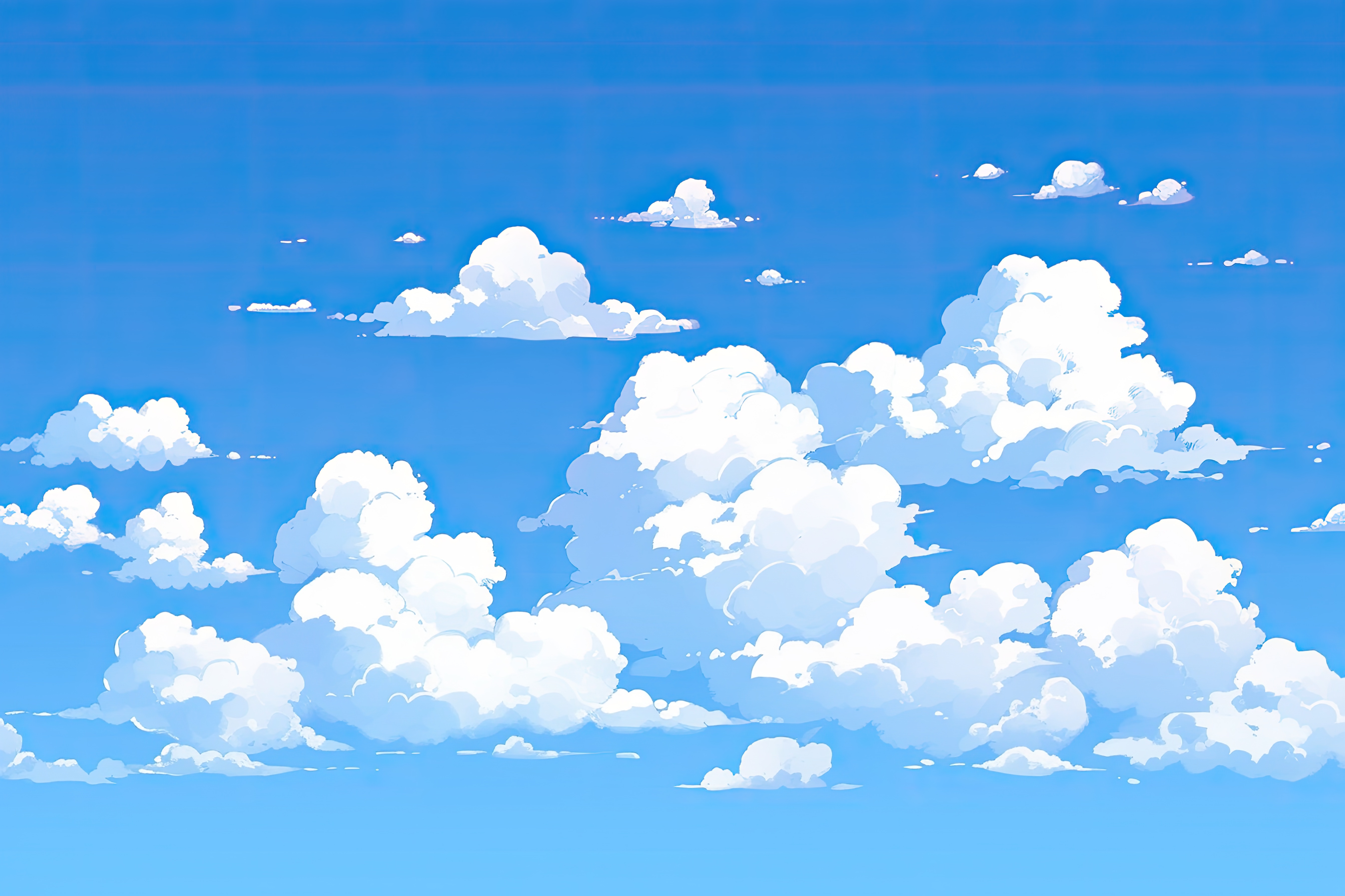 Blue sky with layered white clouds